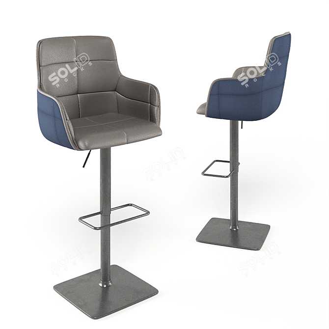 Elegant Adjustable Bar Stool 3D model image 3