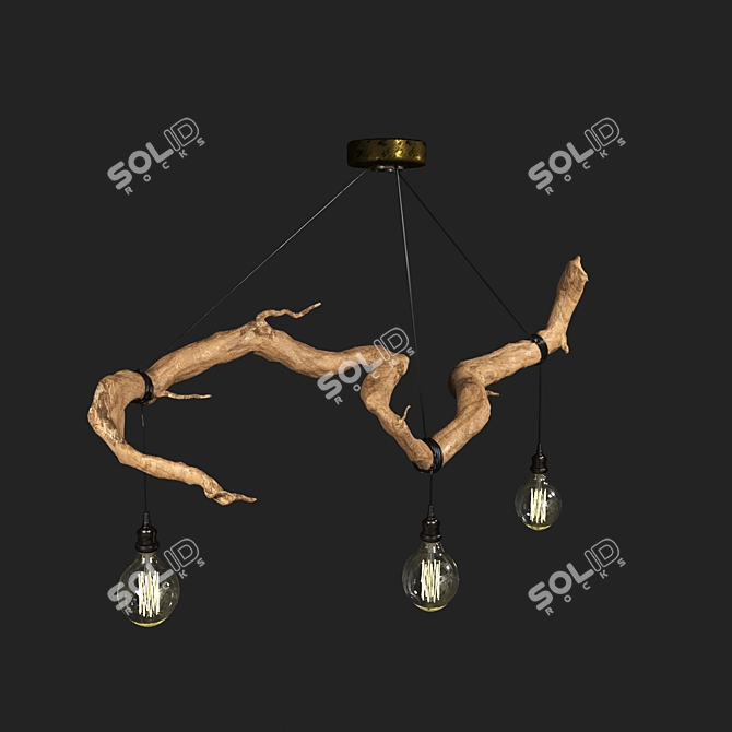 Wooden Ceiling Light 3D model image 1