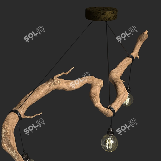 Wooden Ceiling Light 3D model image 5