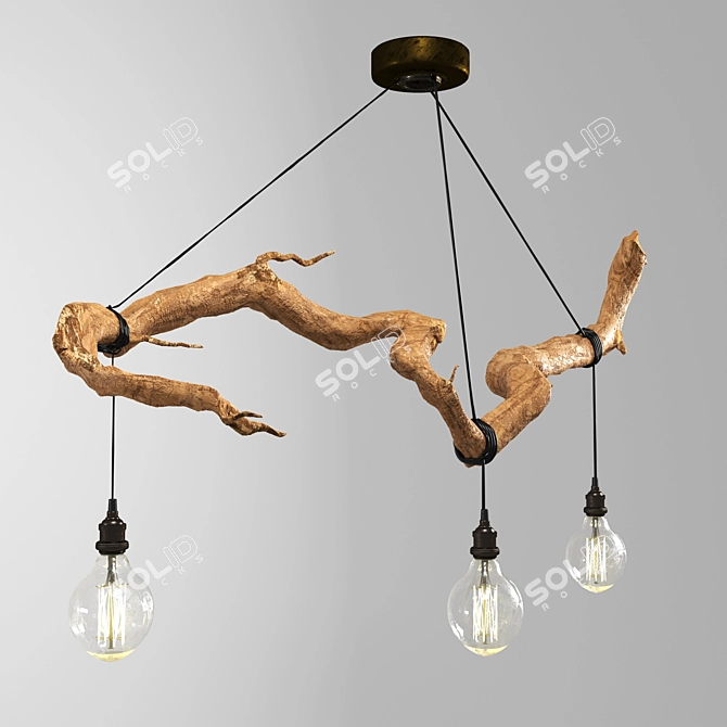 Wooden Ceiling Light 3D model image 6