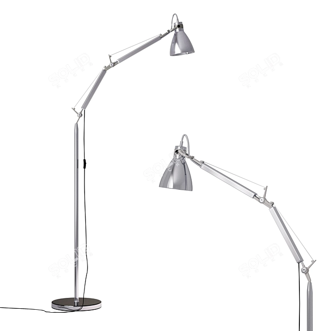 Ergo Chrome Metal Floor Lamp 3D model image 1