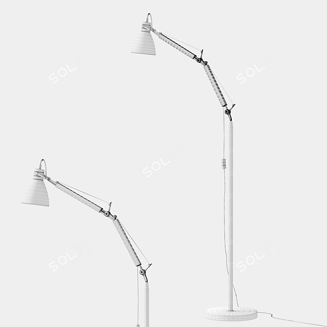 Ergo Chrome Metal Floor Lamp 3D model image 2