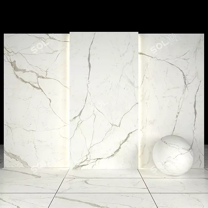 Elegant White Calacatta Slabs 3D model image 1