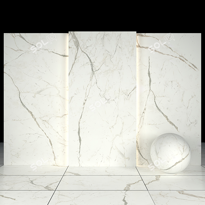 Elegant White Calacatta Slabs 3D model image 2
