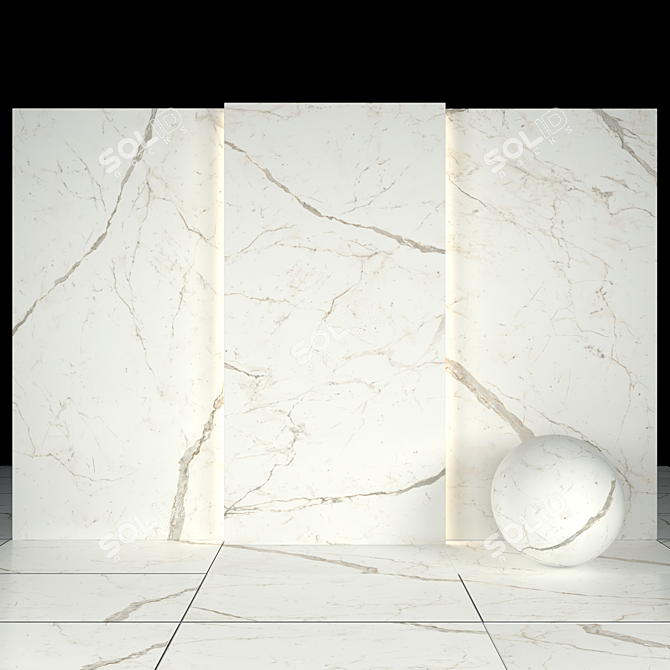 Elegant White Calacatta Slabs 3D model image 3