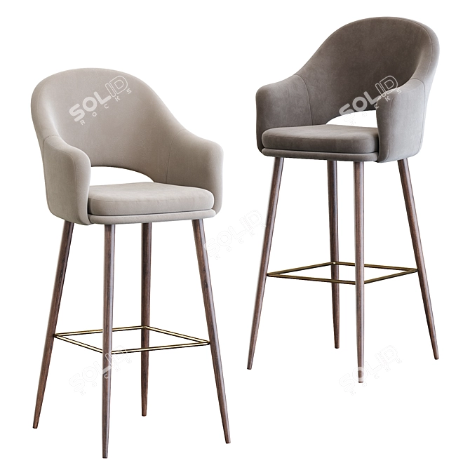 Sleek Magrib Barstool 3D model image 2