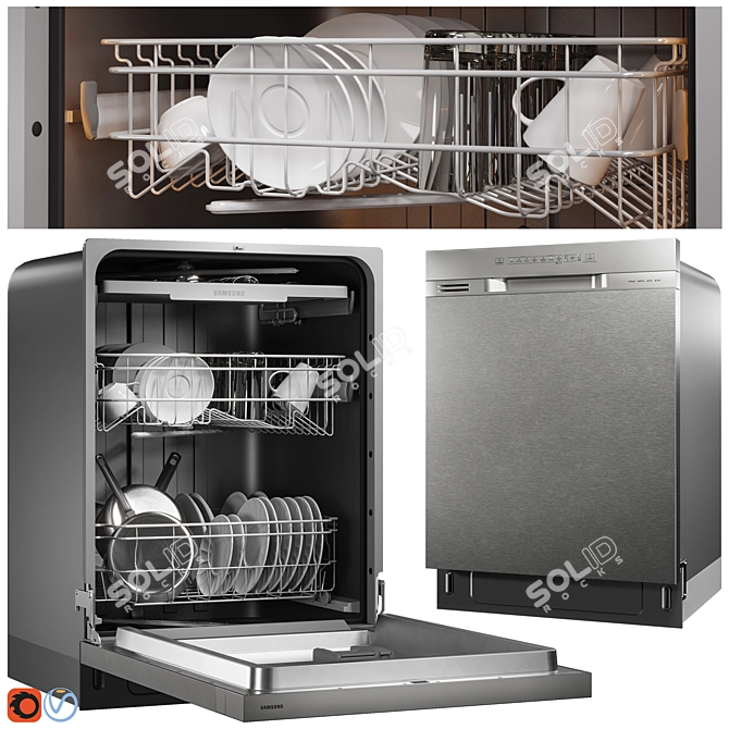 Hybrid Front Control Dishwasher 3D model image 1