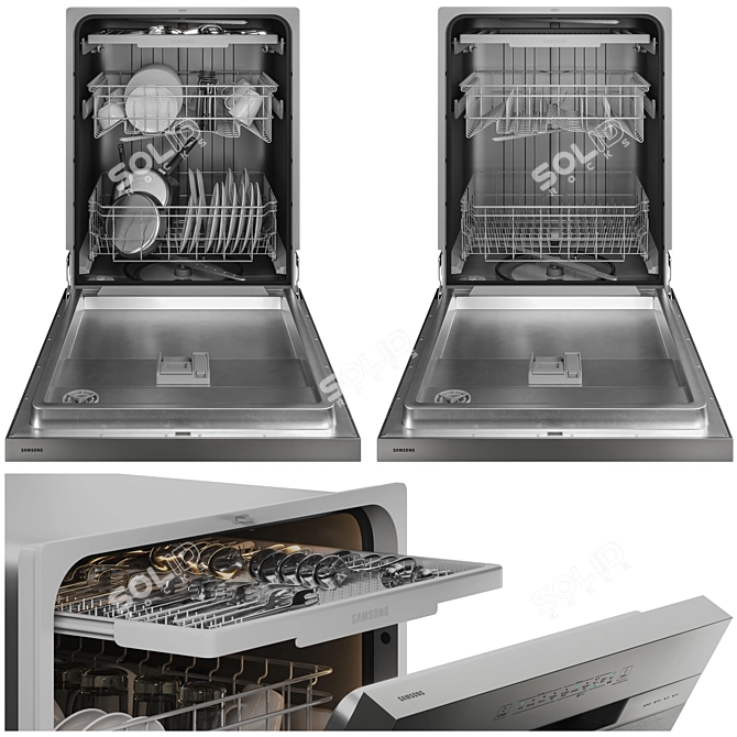 Hybrid Front Control Dishwasher 3D model image 2