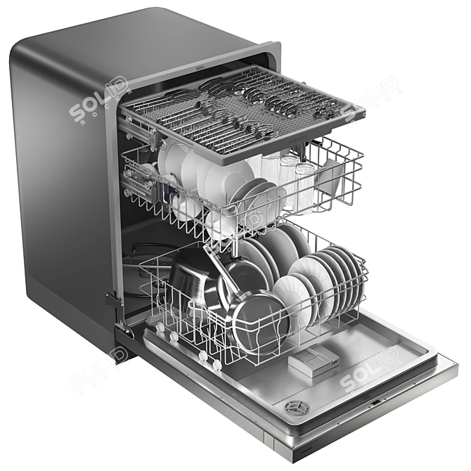 Hybrid Front Control Dishwasher 3D model image 3