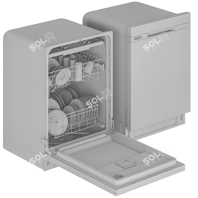 Hybrid Front Control Dishwasher 3D model image 5