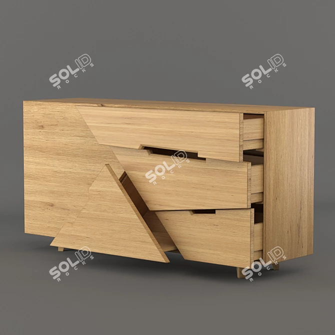  Contemporary Tangram Sideboard: Dual Material Design 3D model image 1