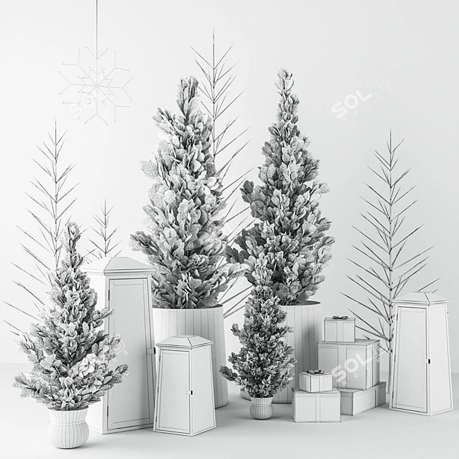 Festive Christmas Decor Set 3D model image 5
