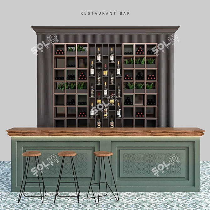 Modern Restaurant Bar Scene 3D 3D model image 1