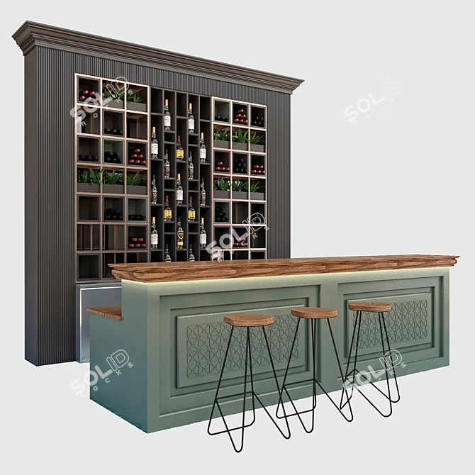 Modern Restaurant Bar Scene 3D 3D model image 2