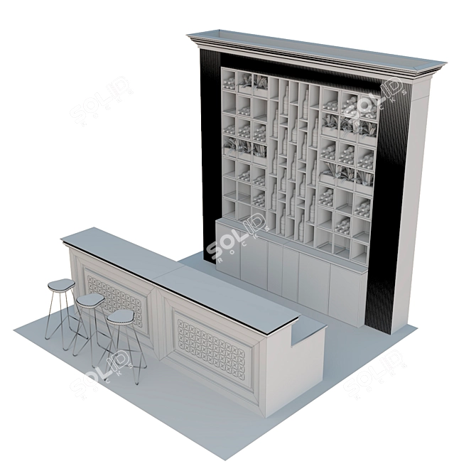 Modern Restaurant Bar Scene 3D 3D model image 3