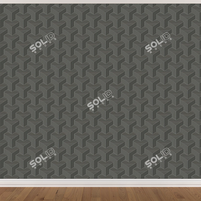 Seamless Wallpaper Set: 3 Colors 3D model image 3