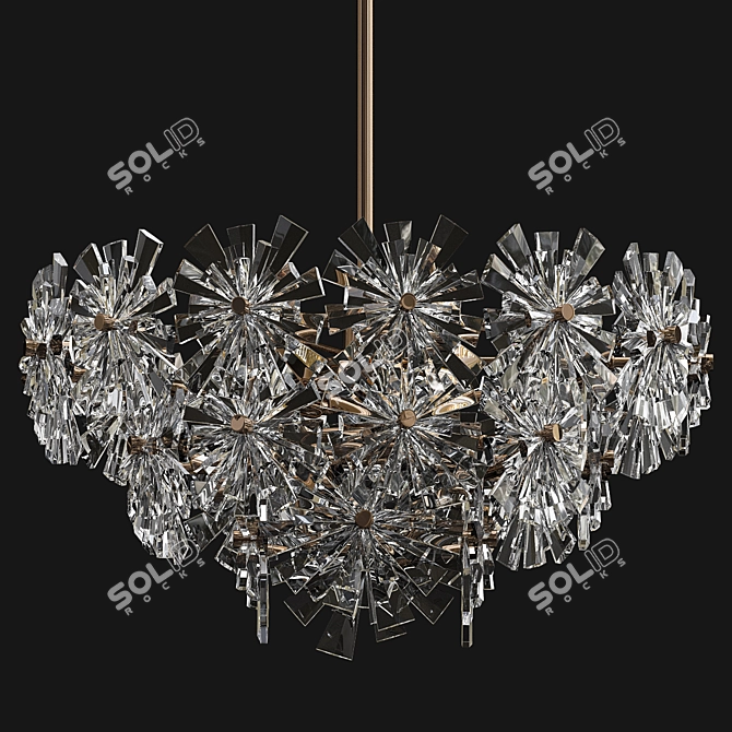 German Crystal Starburst Chandelier 3D model image 1