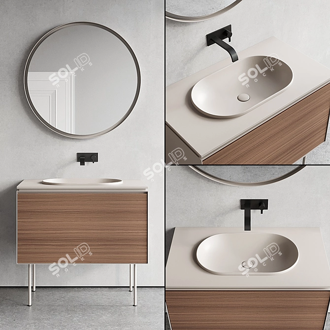 Nic Design Lama Vanity Set + LED Mirror 3D model image 1