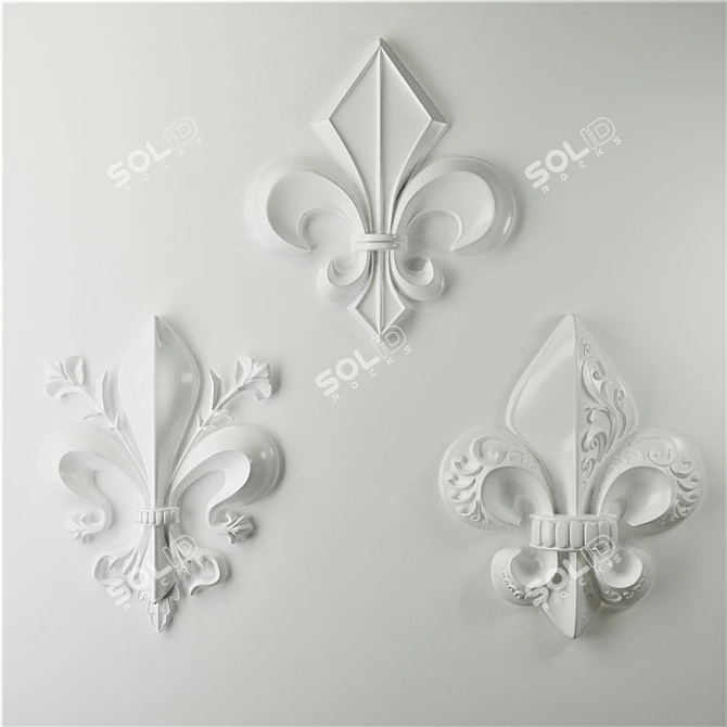 Elegant Fleur-de-Lis 3D Model 3D model image 2