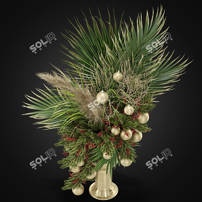 Elegant 12 Roses Bouquet 3D model image 2