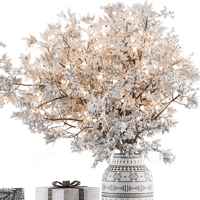 Snowy Gift Bouquet - Christmas Decoration 3D model image 3
