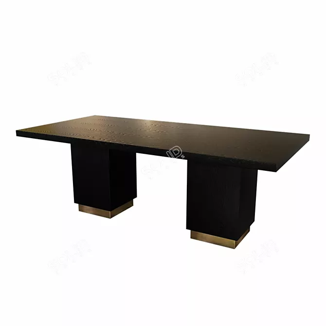 Elegant Brass Rectangular Dining Table 3D model image 1