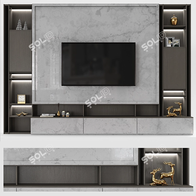 Contemporary TV Wall Shelf Set 3D model image 1