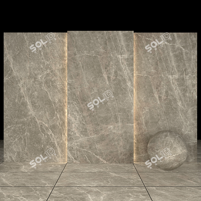 Glossy Gray Marble Slabs & Tiles 3D model image 2