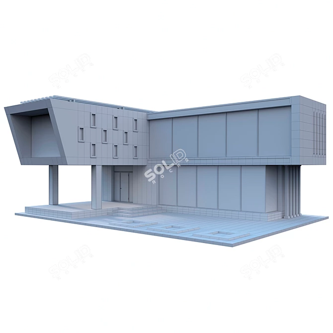 Modern Monolithic Concrete House 3D model image 4