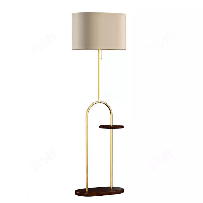 Gustav Floor Lamp: Modern Elegance in Brass & Walnut 3D model image 1
