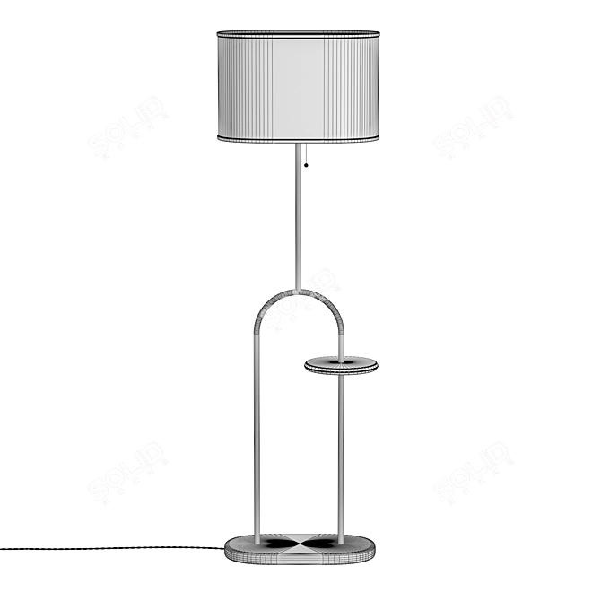 Elegant Brass and Walnut Floor Lamp 3D model image 5