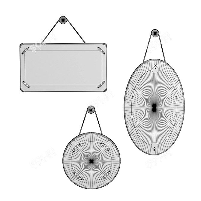 Vera Oval Metal Mirrors 3D model image 5