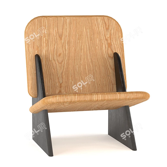 Elegant Dolmena Black & Oak Chair 3D model image 1