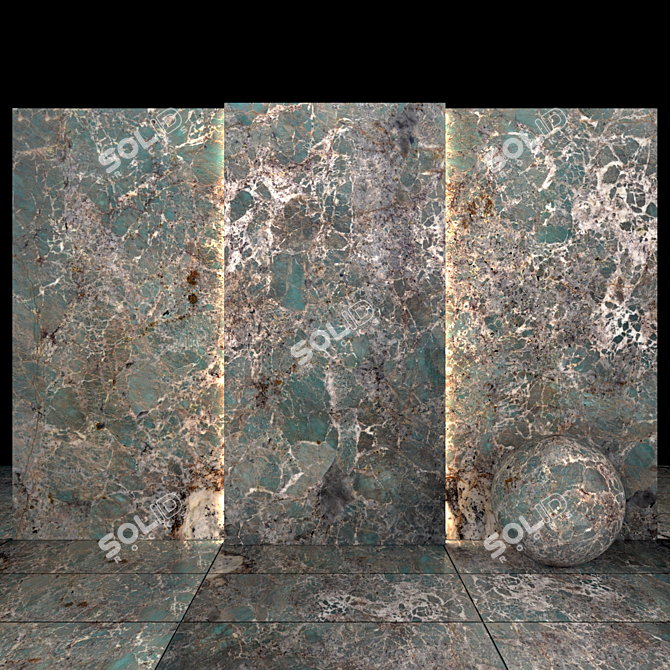 Amazonite Granite Slabs & Tiles 3D model image 2