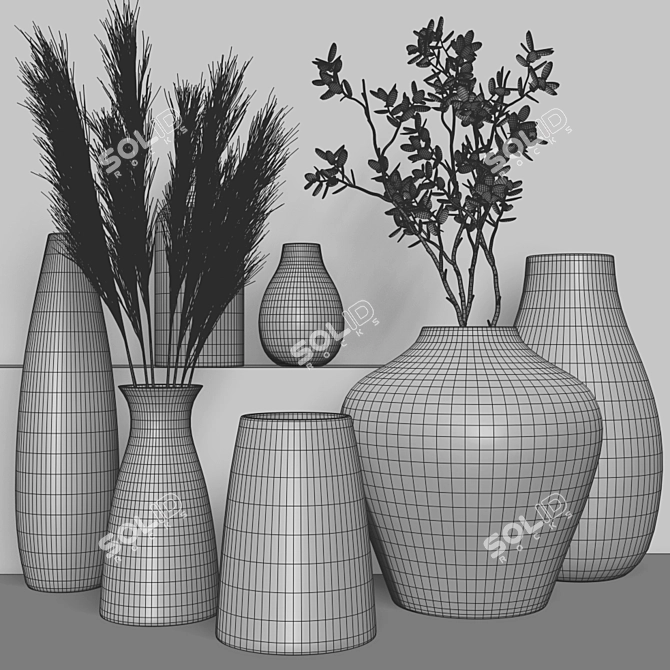 Modern Black Vases: Elegant Home Decor 3D model image 5