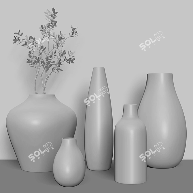 Modern Black Vases: Elegant Home Decor 3D model image 9