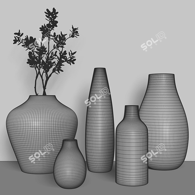 Modern Black Vases: Elegant Home Decor 3D model image 10