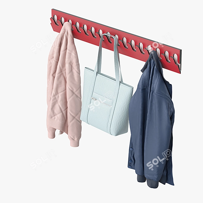 Sleek Wall Mount Coat Rack 3D model image 4