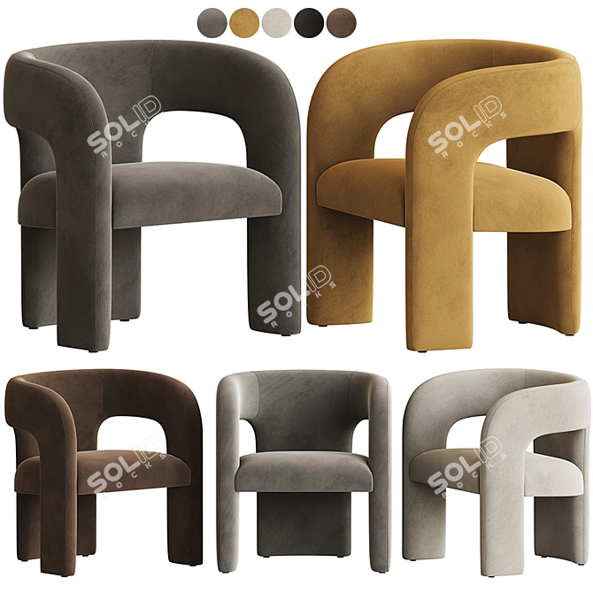 Dunloe Velvet Chair: Elegant and Versatile 3D model image 1