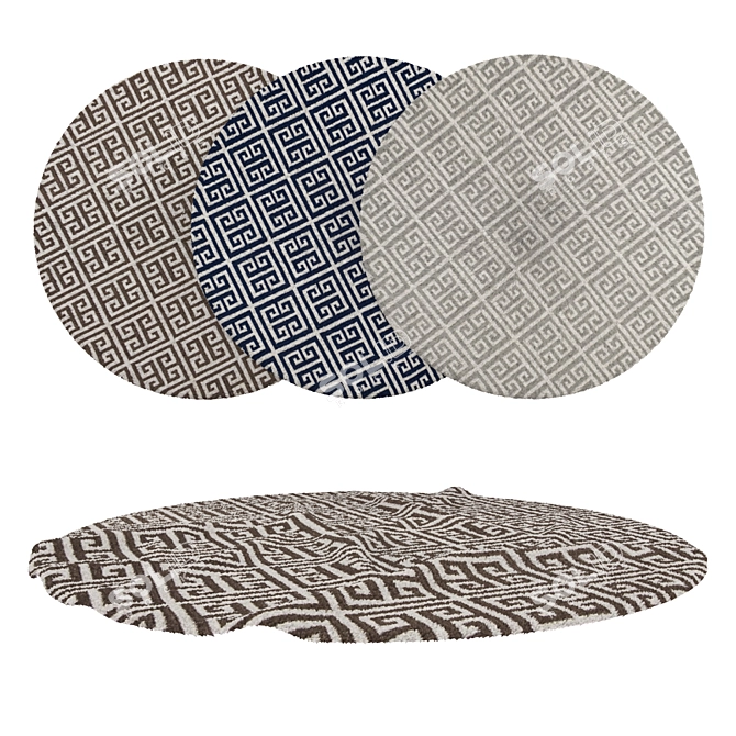 Versatile Round Carpets Set 3D model image 1