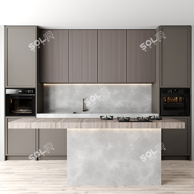 Modern Kitchen 3D Model 3D model image 1