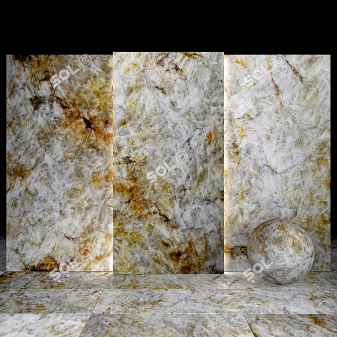 Glossy Lumix Quartzite Slabs 3D model image 1