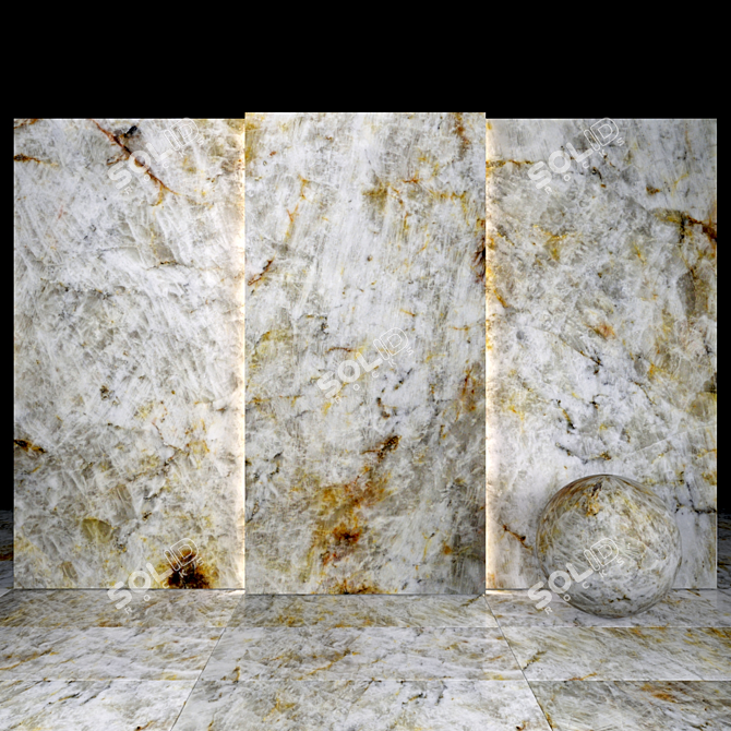 Glossy Lumix Quartzite Slabs 3D model image 2