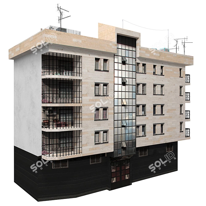 Realistic Low Poly 3D Building Model 3D model image 1
