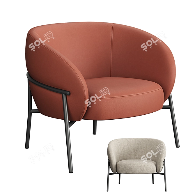 Modern Rimo Armchair: Sleek Design 3D model image 1