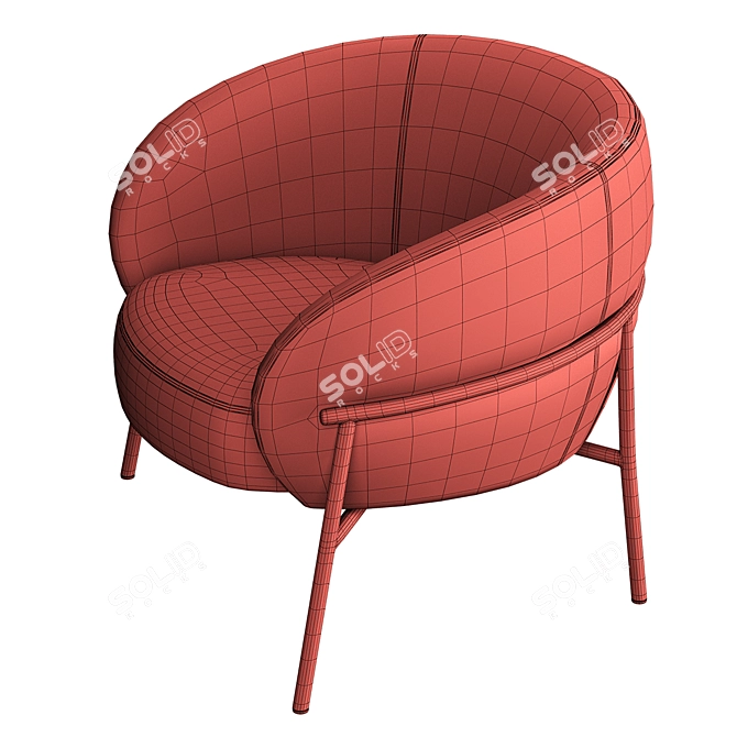 Modern Rimo Armchair: Sleek Design 3D model image 5