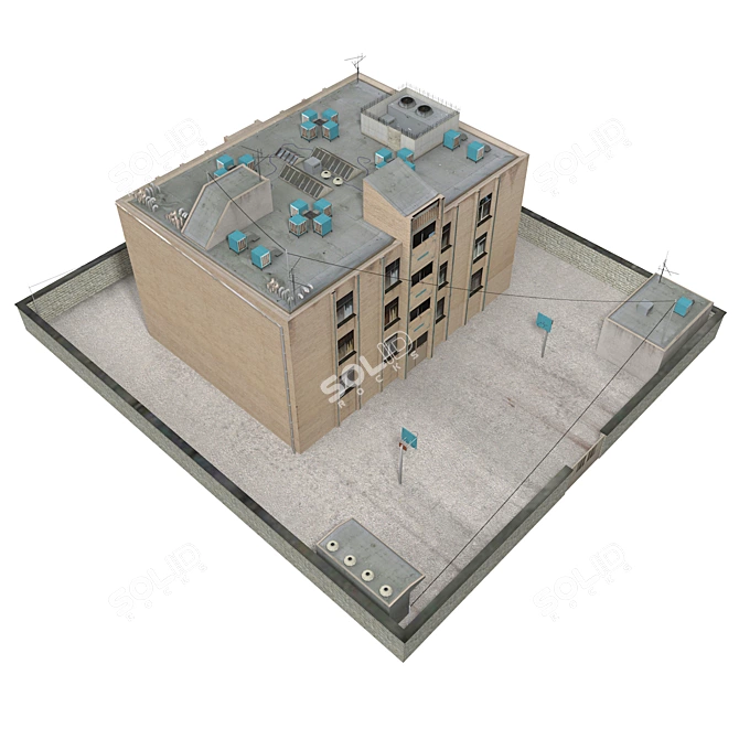 Realistic School Building Model 3D model image 3