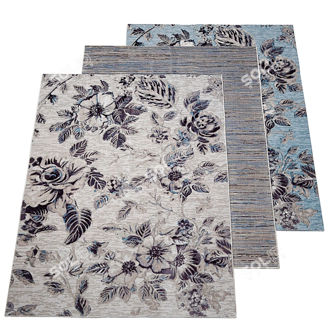 Elegant Narciso Viscose Rug 3D model image 2