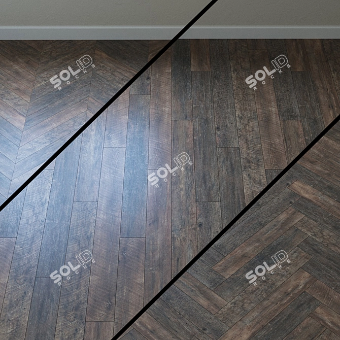 Rustic Oak Parquet Flooring 3D model image 1