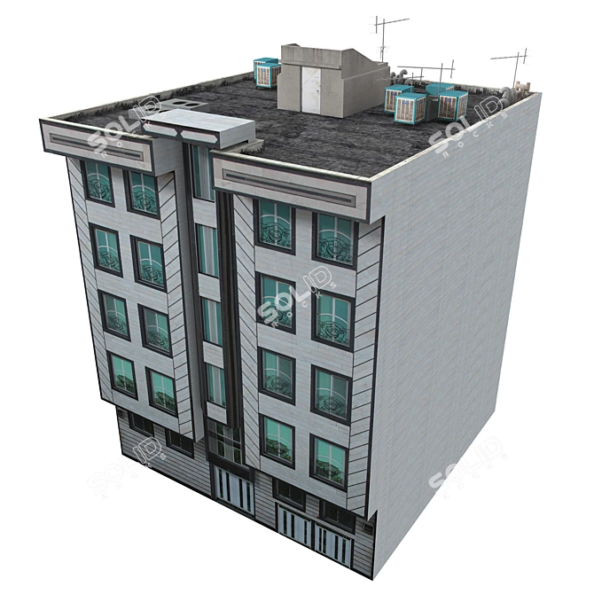 Realistic Low Poly 3D Building 3D model image 2